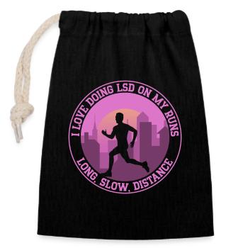 Running I Love Doing LSD On My Runs Marathon - Closable cotton gift bag (14x20cm) - black - Front
