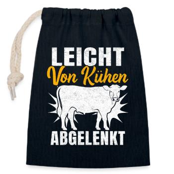 Leicht Von Kühen Abgelenkt - Verschließbarer Geschenkbeutel aus Baumwolle (14x20cm) - Navy - Vorne