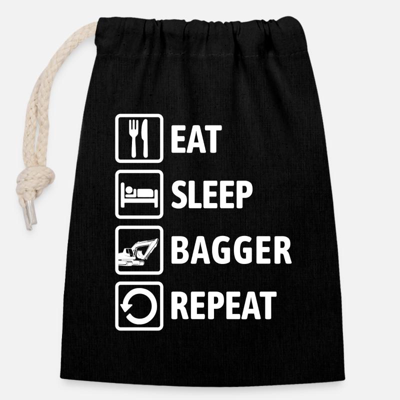 Eat Sleep Bagger Repeat - digging & digging - Closable cotton gift bag (14x20cm) - black