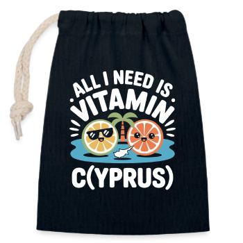 Cyprus All I Need Is Vitamin Cyprus Cyprus Flag - Closable cotton gift bag (14x20cm) - navy - Front