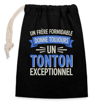 A wonderful brother, an exceptional uncle - Closable cotton gift bag (14x20cm) - black - Front
