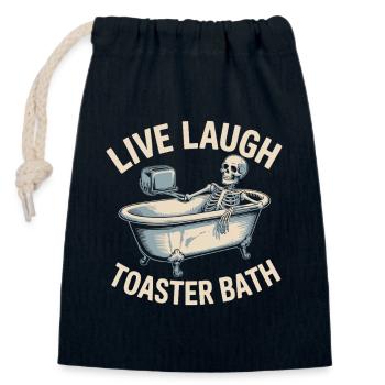 Bain grille-pain en direct - Sac cadeau en coton avec cordon (14 x 20 cm) - bleu marine - Devant