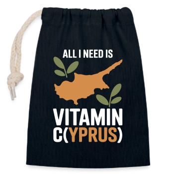 Zypern All I Need Is Vitamin Cyprus Zypern Flagge - Verschließbarer Geschenkbeutel aus Baumwolle (14x20cm) - Navy - Vorne