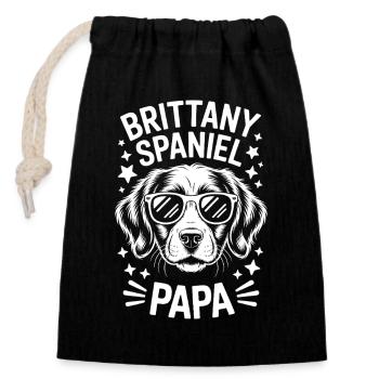 Un Brittany Spaniel dit un cadeau Brittany Spaniel - Sac cadeau en coton avec cordon (14 x 20 cm) - noir - Devant
