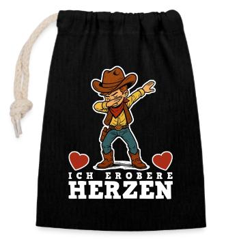 Cowboy Kids - Sac cadeau en coton avec cordon (14 x 20 cm) - noir - Devant