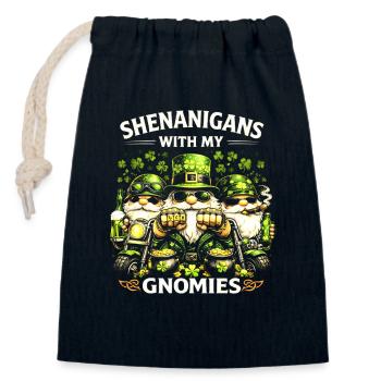 Shenanigans with my gnomes - Closable cotton gift bag (14x20cm) - navy - Front