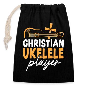 Hawaiian Ukulele Uke Christian - Verschließbarer Geschenkbeutel aus Baumwolle (14x20cm) - Schwarz - Vorne