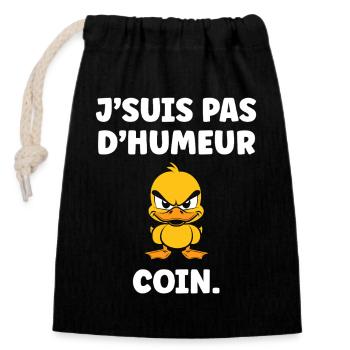 I'm not in the mood, Corner – Grumpy Duck - Closable cotton gift bag (14x20cm) - black - Front