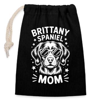 Un Brittany Spaniel dit un cadeau Brittany Spaniel - Sac cadeau en coton avec cordon (14 x 20 cm) - noir - Devant