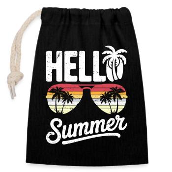 Hello Summer Retro Vintage Sunglass - Verschließbarer Geschenkbeutel aus Baumwolle (14x20cm) - Schwarz - Vorne
