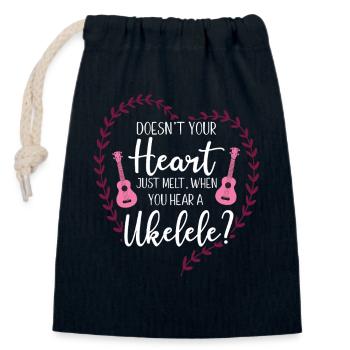 Le ukulélé hawaïen n’est pas ton - Sac cadeau en coton avec cordon (14 x 20 cm) - bleu marine - Devant
