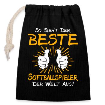 Softball Player Gift Idea - Closable cotton gift bag (14x20cm) - black - Front