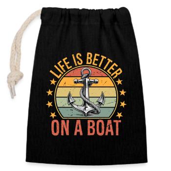 La vie de bateau de voile drôle est meilleure - Sac cadeau en coton avec cordon (14 x 20 cm) - noir - Devant