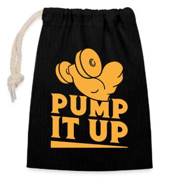 Les passionnés de fitness Pump It Up Gymnase de Calisthénie - Sac cadeau en coton avec cordon (14 x 20 cm) - noir - Devant