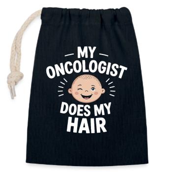 Mein Onkologe macht mein Haar - Verschließbarer Geschenkbeutel aus Baumwolle (14x20cm) - Navy - Vorne