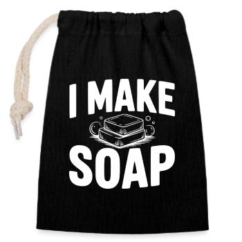 Je fais du savon - Sac cadeau en coton avec cordon (14 x 20 cm) - noir - Devant