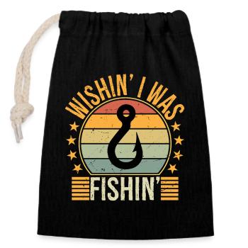 T-shirt cadeau Wishin Fishing - Sac cadeau en coton avec cordon (14 x 20 cm) - noir - Devant