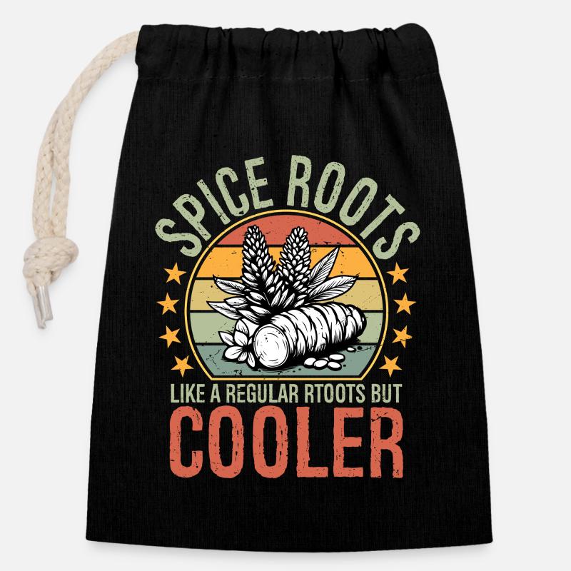 Spice Roots Like A Regular Roots But Cooler - Verschließbarer Geschenkbeutel aus Baumwolle (14x20cm) - Schwarz