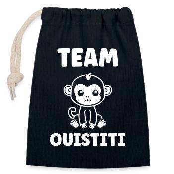 ouistiti - Sac cadeau en coton avec cordon (14 x 20 cm) - bleu marine - Devant
