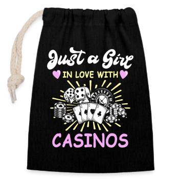 Casino Player Gambling - Closable cotton gift bag (14x20cm) - black - Front