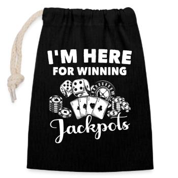 Casino Gambler Gambling - Closable cotton gift bag (14x20cm) - black - Front