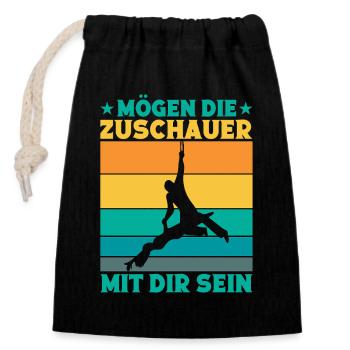May the spectators be with you, circus performers - Closable cotton gift bag (14x20cm) - black - Front