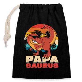 Papasaurus Retro Sunset - Sac cadeau en coton avec cordon (14 x 20 cm) - noir - Devant