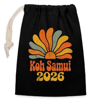 Koh Samui Sonnenaufgang 2026 - Verschließbarer Geschenkbeutel aus Baumwolle (14x20cm) - Schwarz - Vorne