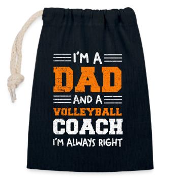 I am a father and volleyball coach - Closable cotton gift bag (14x20cm) - navy - Front