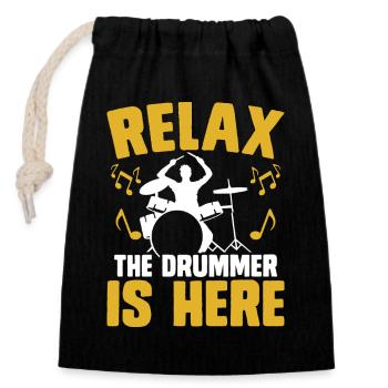 Tambours de batteur - Sac cadeau en coton avec cordon (14 x 20 cm) - noir - Devant