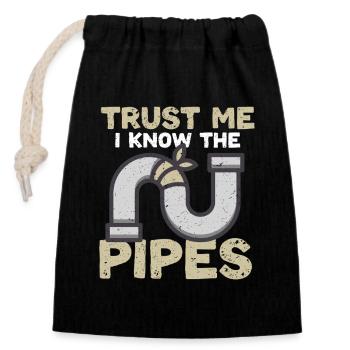 Pipe Layer Pipeline Builder - Closable cotton gift bag (14x20cm) - black - Front