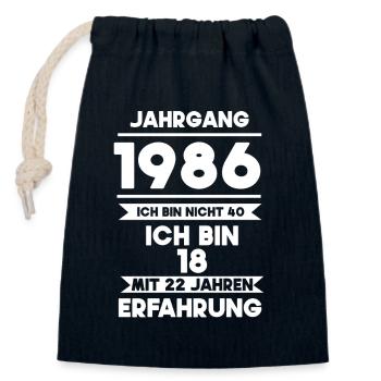 Né en 1986 - Sac cadeau en coton avec cordon (14 x 20 cm) - bleu marine - Devant