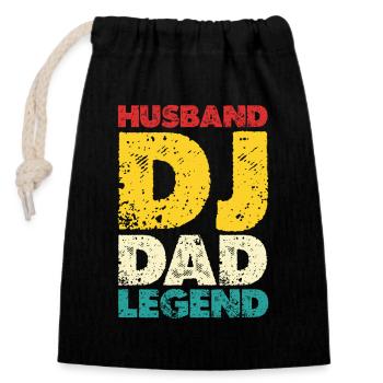 Husband DJ Dad Legende - Verschließbarer Geschenkbeutel aus Baumwolle (14x20cm) - Schwarz - Vorne