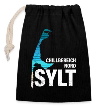 Nordsee Urlaub CHILL BEREICH NORD Lustiges - Verschließbarer Geschenkbeutel aus Baumwolle (14x20cm) - Schwarz - Vorne