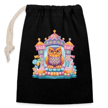 Sugar King Owl Throne - Closable cotton gift bag (14x20cm) - black - Front