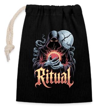  Ritual Dunkler Magier Okkult Symbol Vollmond - Verschließbarer Geschenkbeutel aus Baumwolle (14x20cm) - Schwarz - Vorne
