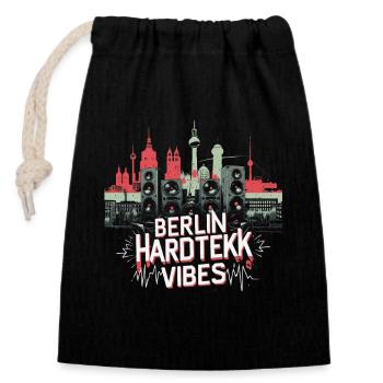 Berlin Hardtekk Vibes Tekke Ostdeutschland - Verschließbarer Geschenkbeutel aus Baumwolle (14x20cm) - Schwarz - Vorne