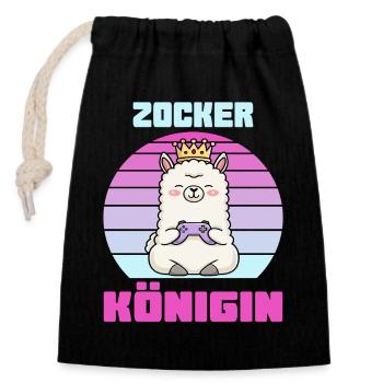 zocker königin gamerin - Verschließbarer Geschenkbeutel aus Baumwolle (14x20cm) - Schwarz - Vorne
