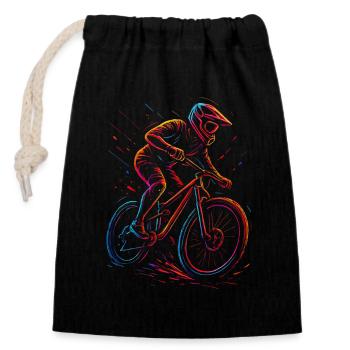 Mountainbike MTB Downhill Freeride - Verschließbarer Geschenkbeutel aus Baumwolle (14x20cm) - Schwarz - Vorne