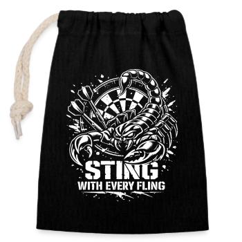 Darts | Sting with Every Fling - Skorpion - Verschließbarer Geschenkbeutel aus Baumwolle (14x20cm) - Schwarz - Vorne