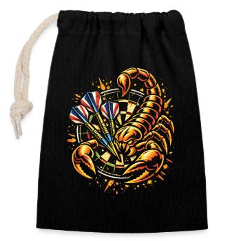 Darts | Sting with every Fling - Skorpion - Verschließbarer Geschenkbeutel aus Baumwolle (14x20cm) - Schwarz - Vorne