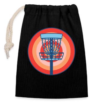 Disc Golf Basket Retro fliegende Discgolf-Szene - Verschließbarer Geschenkbeutel aus Baumwolle (14x20cm) - Schwarz - Vorne