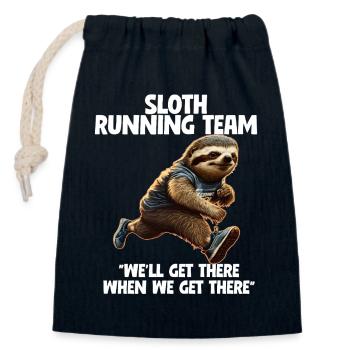 Sloth Running Team We'll Get There  - Closable cotton gift bag (14x20cm) - navy - Front