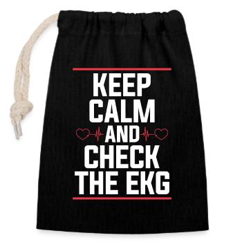 Cardiac Tech Keep Calm And Check The Cath Lab - Verschließbarer Geschenkbeutel aus Baumwolle (14x20cm) - Schwarz - Vorne