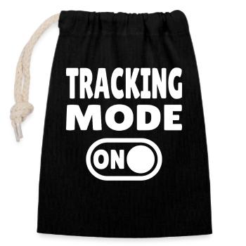 Tracking Mode ON – Tracking Adventure - Closable cotton gift bag (14x20cm) - black - Front