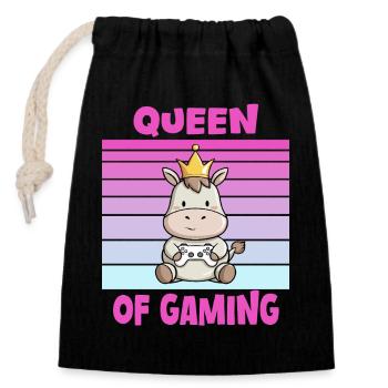 game queen controller - Verschließbarer Geschenkbeutel aus Baumwolle (14x20cm) - Schwarz - Vorne