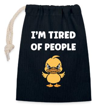 Marre des gens Canard grognon - Sac cadeau en coton avec cordon (14 x 20 cm) - bleu marine - Devant