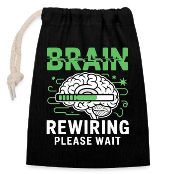 Redémarrage du cerveau Veuillez patienter - Sac cadeau en coton avec cordon (14 x 20 cm) - noir - Devant