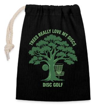 Bäume lieben meine Discs wirklich Disc Golf lustige Disc - Verschließbarer Geschenkbeutel aus Baumwolle (14x20cm) - Schwarz - Vorne
