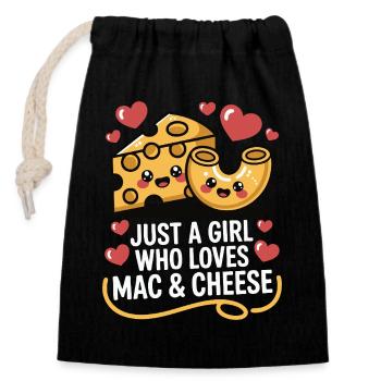 Mac & Cheese Lover - Kawaii Design - Closable cotton gift bag (14x20cm) - black - Front